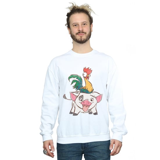 Disney Mens Moana Hei Hei And Pua Sweatshirt (White)
