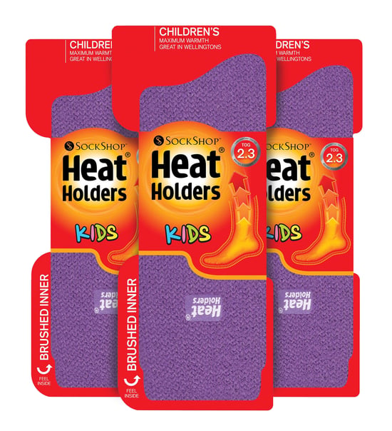 Kinder Thermosocken für den Winter | 3 Paar Mutlipack | Wärmehalter | Kniestrümpfe | Gummistiefel | Wandern - Lila - Image 1