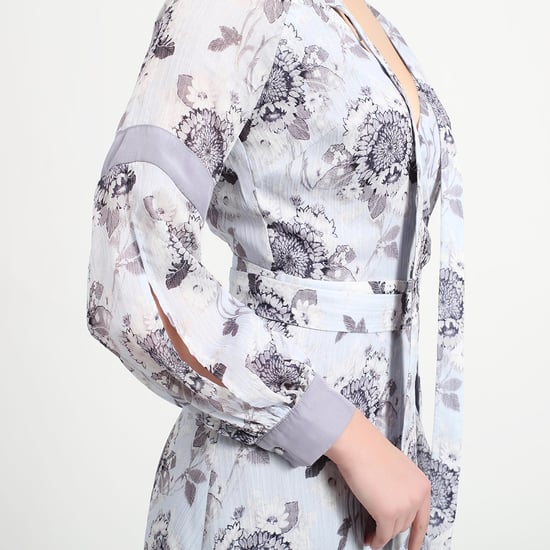 Wrap flower print dress