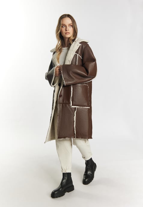 Dreimaster Mantel aus Lammnappa Damen braun - Image 2