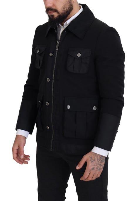 Dolce & Gabbana schwarze Wolljacke für Herren mit Kragen und durchgehendem Reißverschluss - Image 3