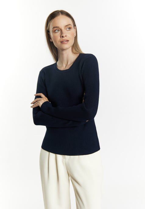 Dreimaster Strickpullover Damen Marine - Image 3