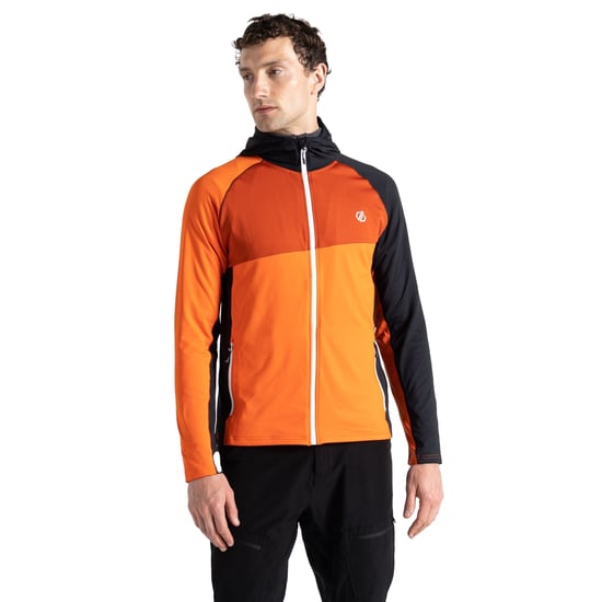 Dare 2B Mens Touring Hooded Stretch Full Zip Jacket (Puffins Orange/Rooibos Tea)