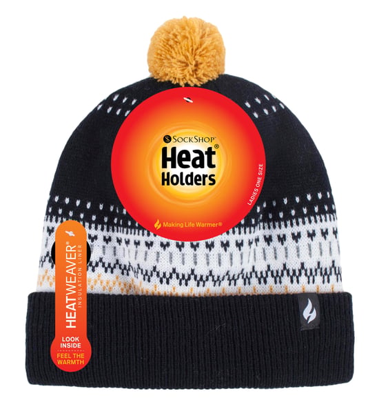HEAT HOLDERS - Damen / Frauen gestrickte Beanie Bommelmütze mit Pom Pom - Image 2