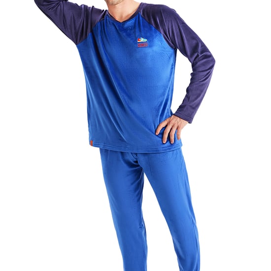 Men's long-sleeved round-neck velvet pajamas MU3