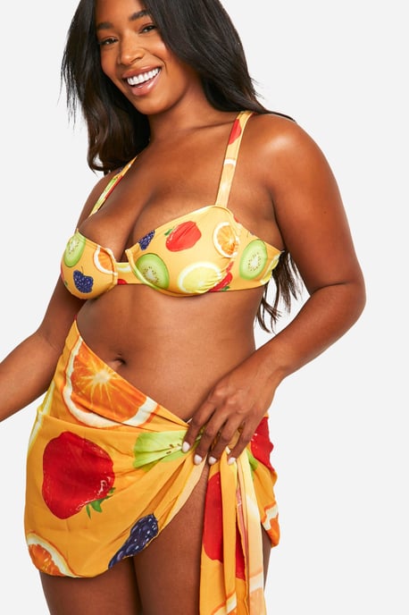 Plus Fruit Print Tie Side Sarong