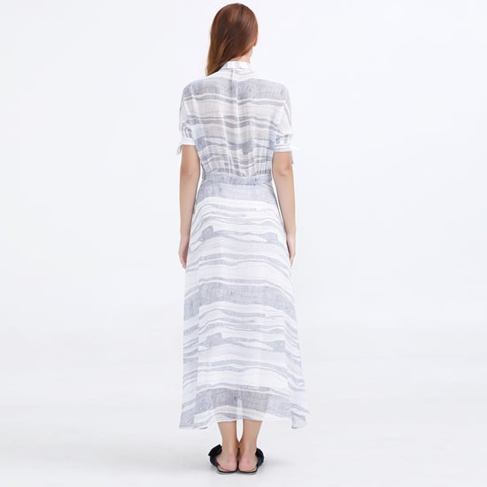 Linear Print Midi elemental print shirt dress