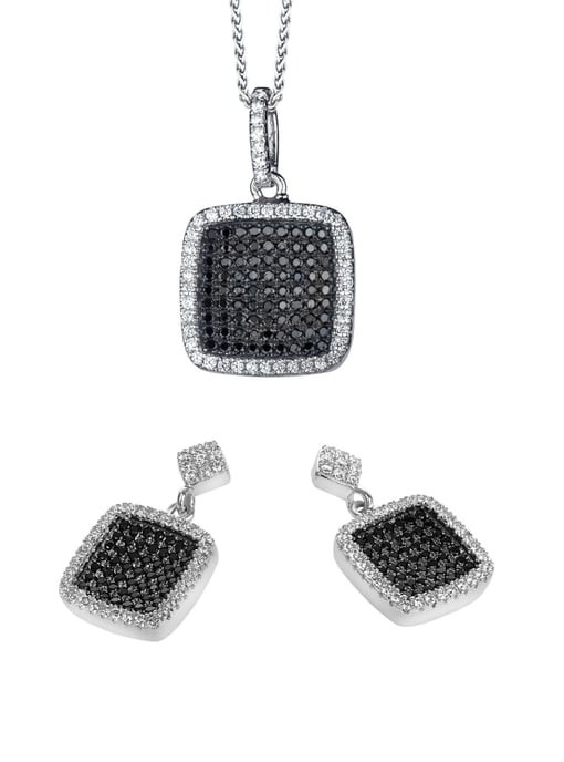 Orphelia Damen 925 Sterling Silber Set: Ketten-Anhänger + Ohrringe - Silber SET-5231 - Image 1