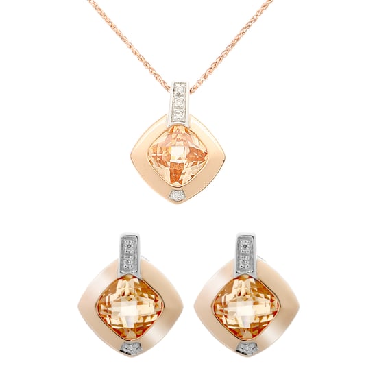 Orphelia 'Athena' Damen 925 Sterling Silber Set: Kettenanhänger + Ohrringe - Silber/Rosé SET-7113 - Image 1