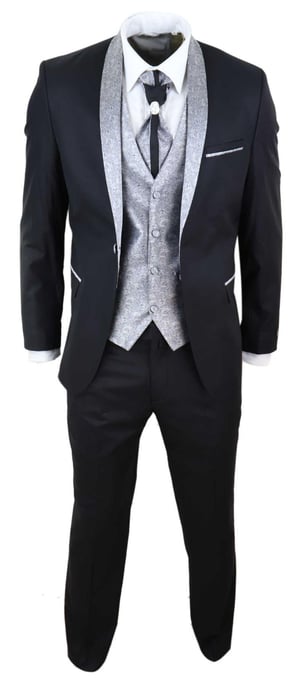 Herren 4-teiliges schwarzes Anzug-Wedding Suit - Image 2