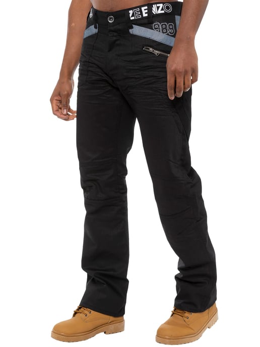 Enzo | Herren Schwarz Beschichtete Denim Jeans - Image 1