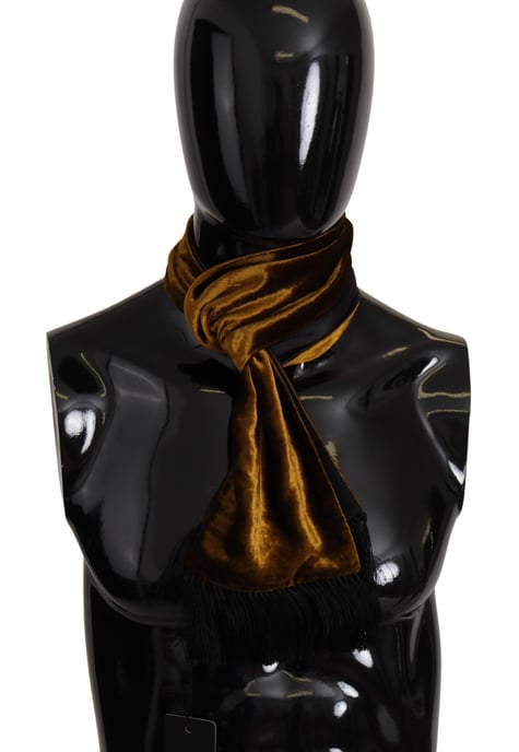 Dolce & Gabbana Brauner Herren-Schal Warmes Hals-Tuch mit Fransen aus Seide - Image 1