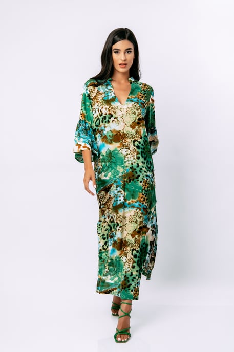 Maxikleid im Kaftan-Stil mit Tiermuster - Image 1