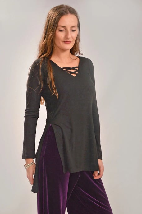Lattice V Neck Tunic Top Dress