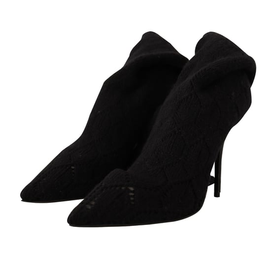 Dolce & Gabbana Damen Schwarze Stretch-Socken Kniestrümpfe Booties Schuhe - Image 3