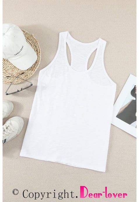Damen Basic Solid Tank Top in Weiß - Image 3