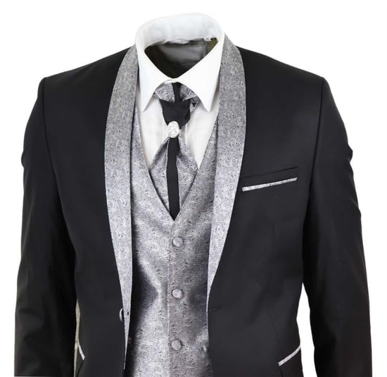 Herren 4-teiliges schwarzes Anzug-Wedding Suit - Image 5