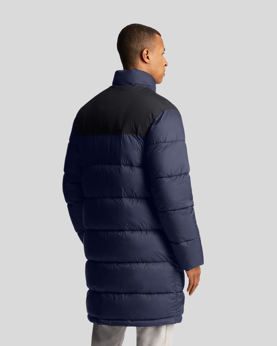 Lyle & Scott – Lange, wattierte Pufferjacke in Marine - Image 3