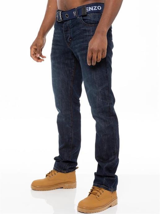 Enzo | Herren Denim Straight Fit Jeans - Dunkelblau - Image 1