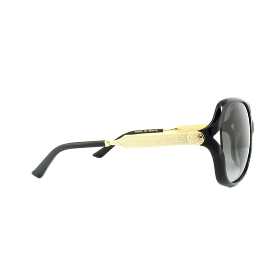 Lunettes De Soleil Gucci 0076S 002 Dégradé Gris Or Noir - Image 4