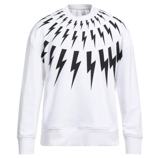 Neil Barrett Fair Isle Thunderbolt Sweatshirt in Übergröße Weiß - Image 1