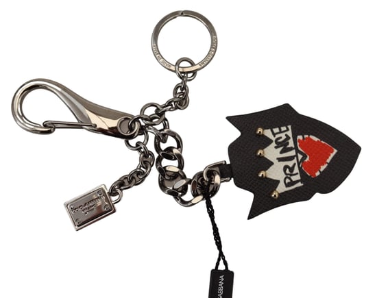 Dolce & Gabbana Black Prince Nieten Logo Silber Messing Herren Schlüsselanhänger - Image 2