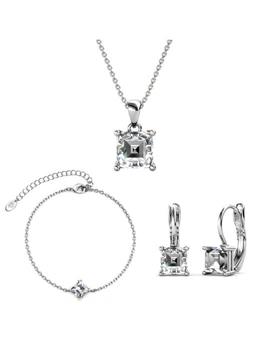 Einfaches quadratisches Set und Box - Silber und Kristall - Image 1