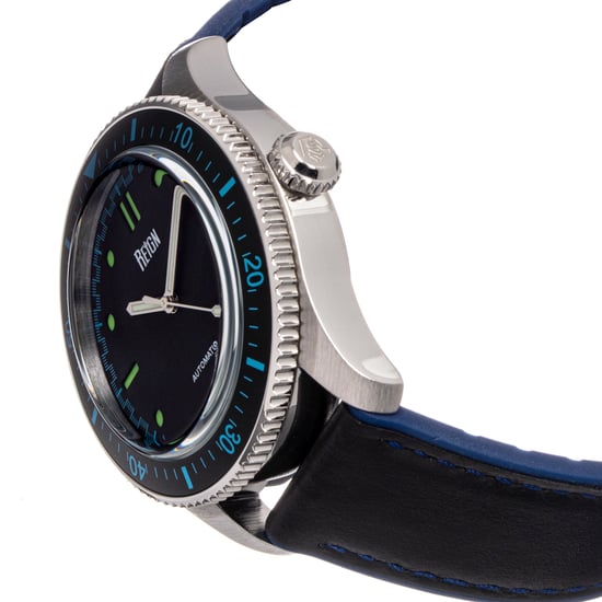 Reign Elijah Automatic Rubber Inlaid Leather-Band Watch W/Date