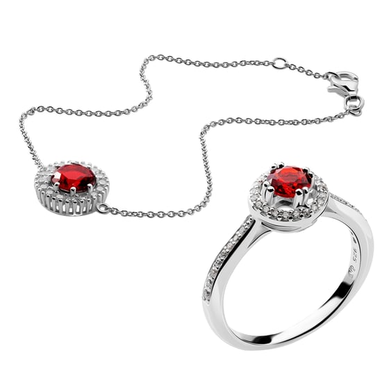 Orphelia 'Kaia' Women's 925 Sterling Silver Set: Bracelet + Ring - Silver SET-7477/RU