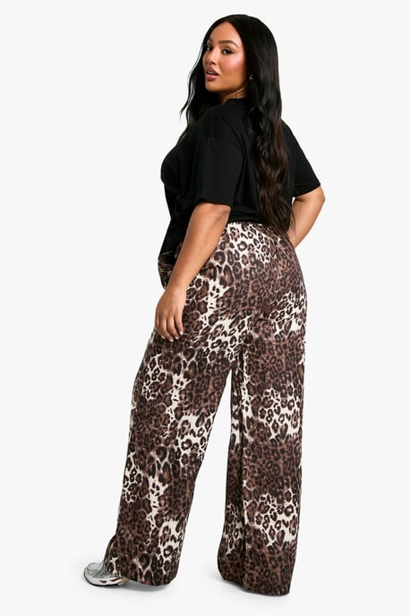 Plus Leopard Woven Wide Leg Trouser - Image 2