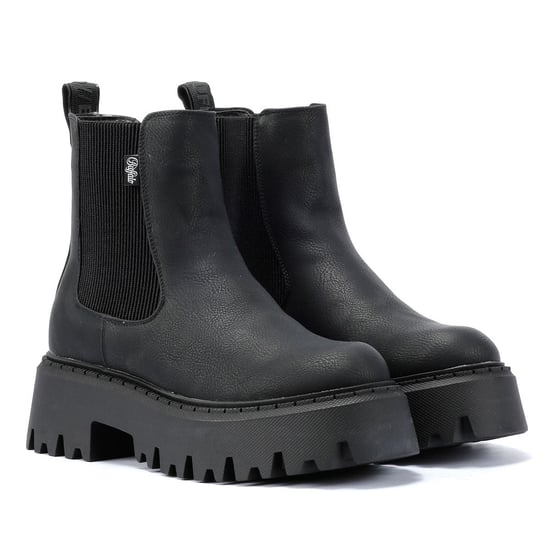 Buffalo Aspen Chelsea Damenlederstiefel In Schwarz - Image 1