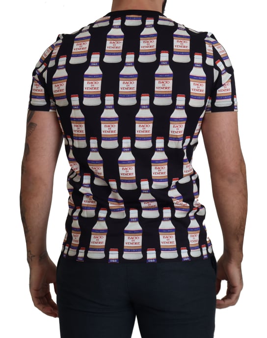 Dolce & Gabbana Schwarzes Bacio Di Venere Baumwoll Crew Herren T-Shirt - Image 4