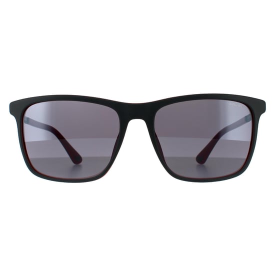 Police Square Unisex Matte Grau und Rot verspiegelte Sonnenbrille - Image 1