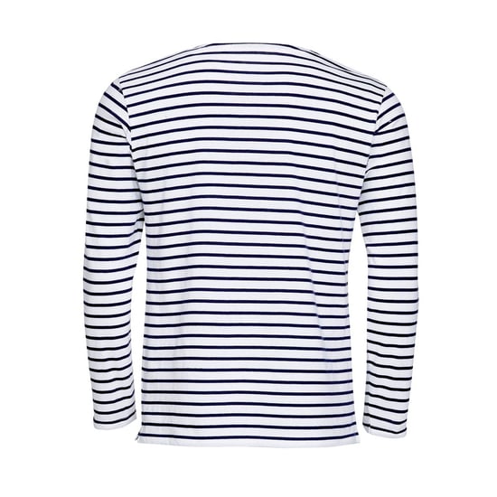 SOLS Mens Marine Long Sleeve Stripe T-Shirt (Weiß/Marine) - Image 3