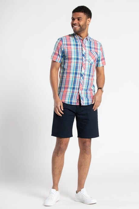 Rose Cotton Check Short-Sleeve Shirt