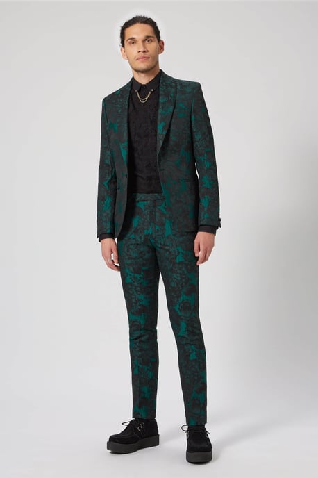 Gilmour Skinny Fit Green Floral Jacket