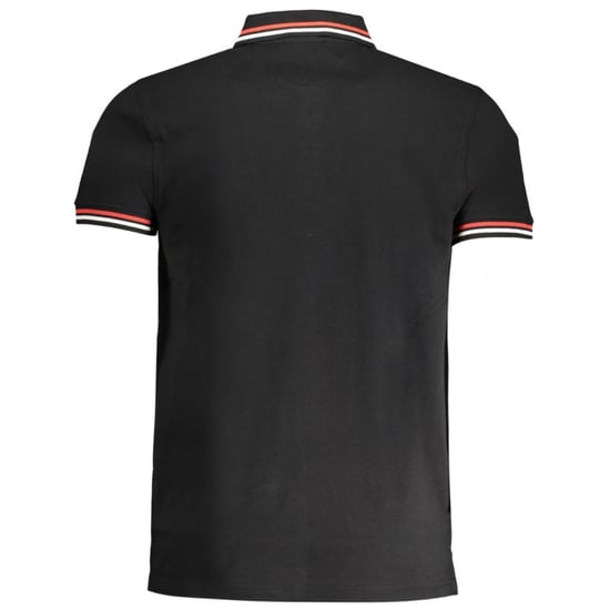 Cavalli Class Tipped Collar Toned Logo Black Polo Shirt