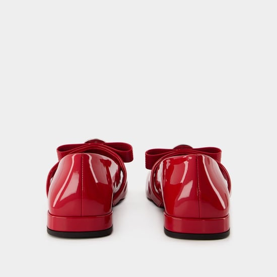 Flache Schuhe Gianni Ribbon - Versace - Leder - Rot - Image 2
