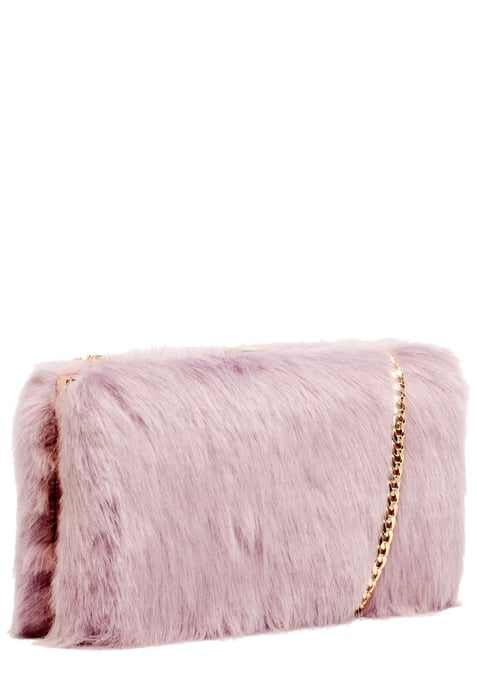 Faux Fur Clutch Bag & Chain