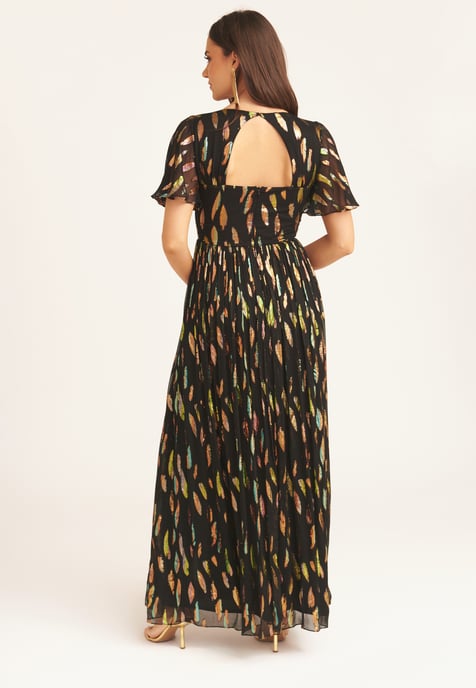 Multi-Jacquard-Maxikleid mit Engelsärmeln - Image 4