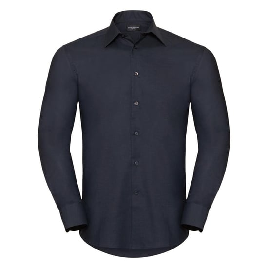 Russell Collection Oxford Herren Hemd, Langarm, pflegeleicht (Schwarz) - Image 1