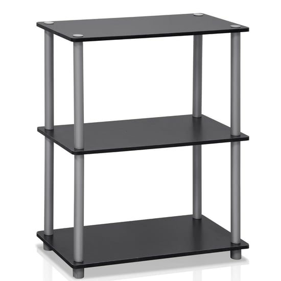 Furinno Turn-N-Tube 3-Tier Compact Multipurpose Shelf Display Rack - Black with Grey Tubes
