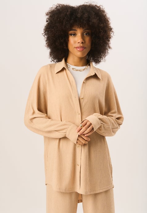 Textured Oversize Fit Long Sleeves Shirt