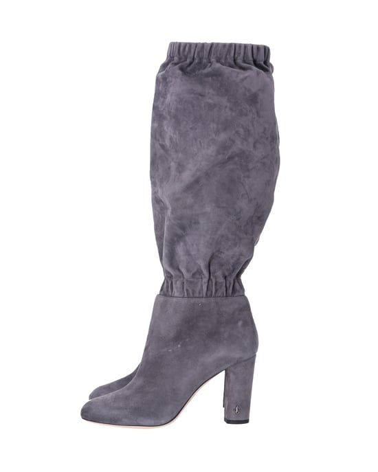 Jimmy Choo Maxyn 85 Knielange Stiefel aus grauem Wildleder - Image 3