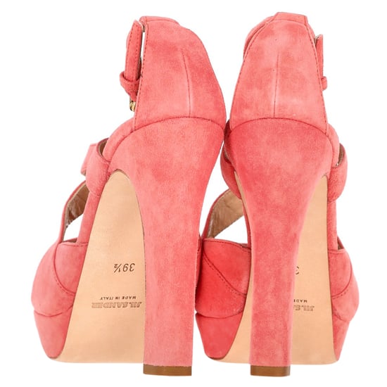 Jil Sander Kreuzriemen Chunky Heel Plateau Pumps aus Korallenwildleder - Image 5