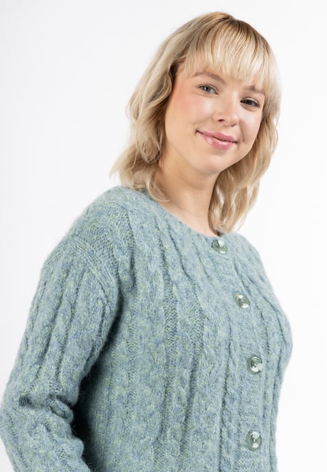 Mymo Strickjacke Damen Blau Mint Melange - Image 5