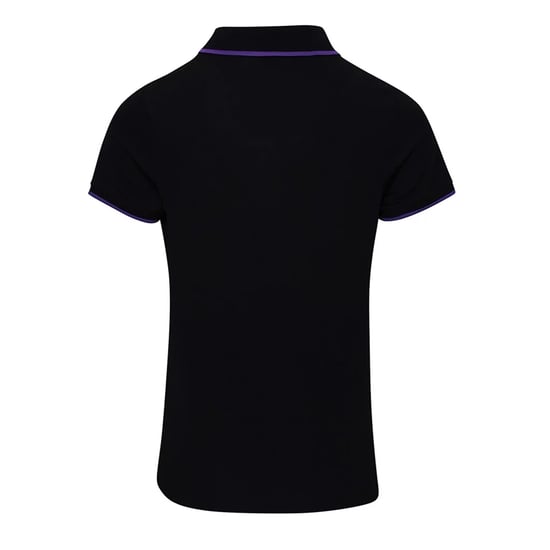 Premier Womens/Ladies Coolchecker Contrast Pique Polo Shirt (Schwarz/Lila) - Image 2