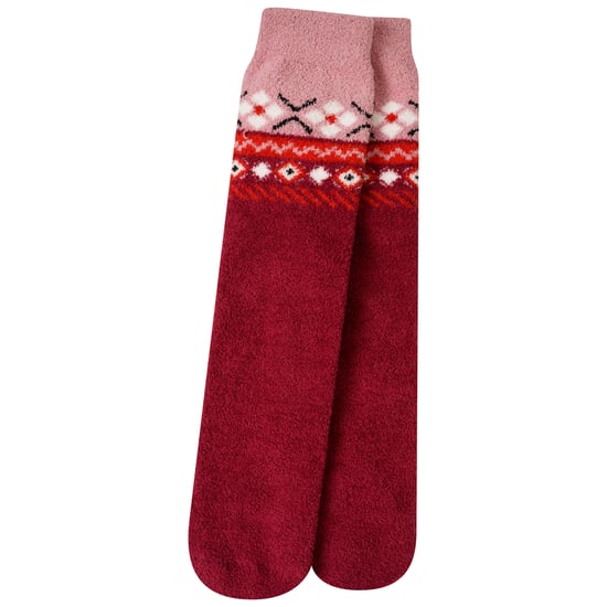 Dare 2B Unisex Adult Festivity Fair Isle Fluffy Christmas Socks (Beetroot/Powder Pink)