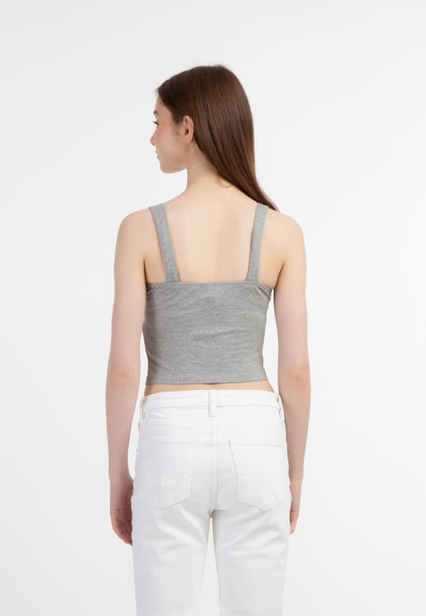 Mymo Rippstrick-Trägertop Damen grau melange - Image 4
