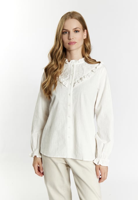 Dreimaster Langarmbluse Damen weiss - Image 3